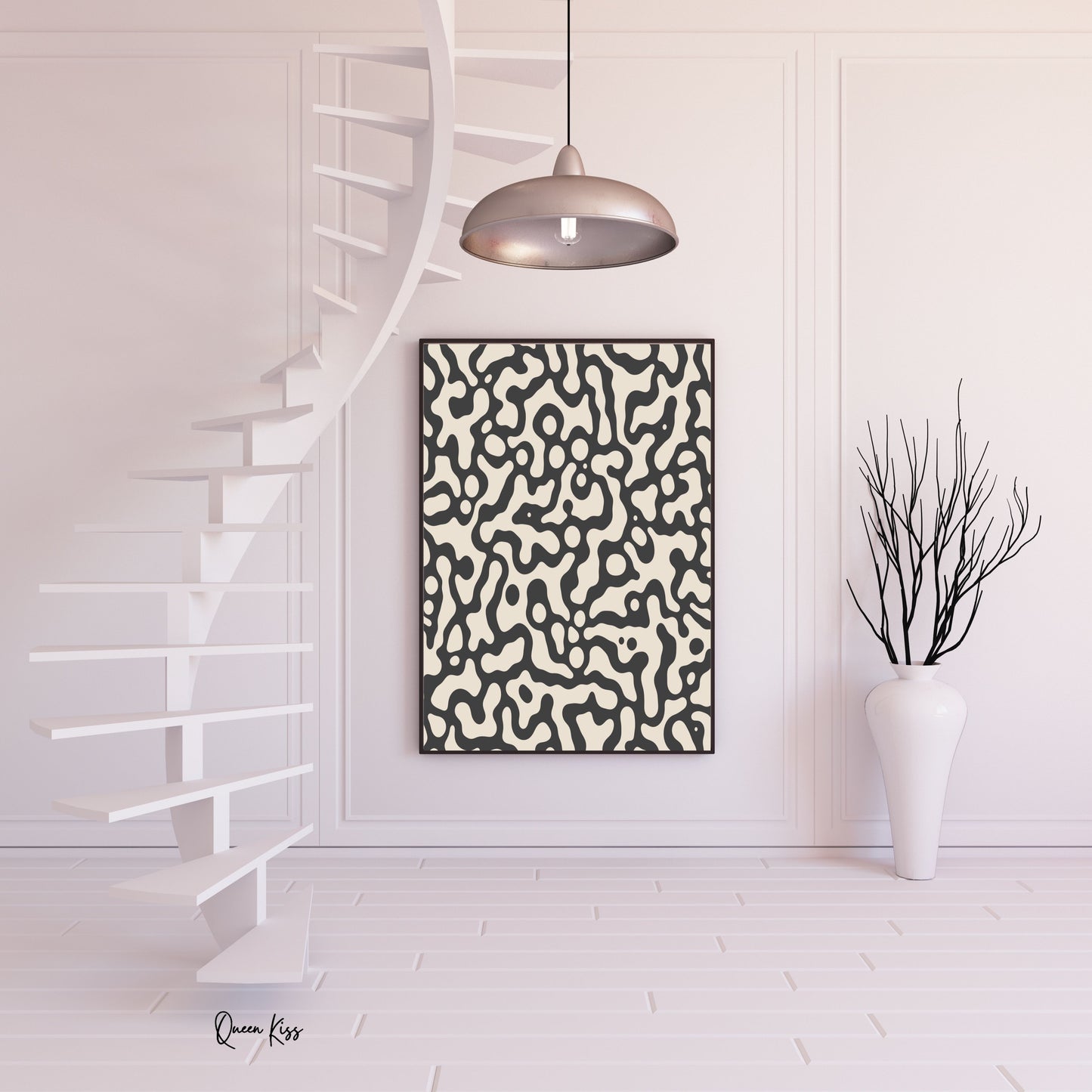Abstract Black Beige Ocean Ripples Wall Art, Minimalist Instant Printable Poster, Modern Home Aesthetic Decor, Boho Nature Inspired Art