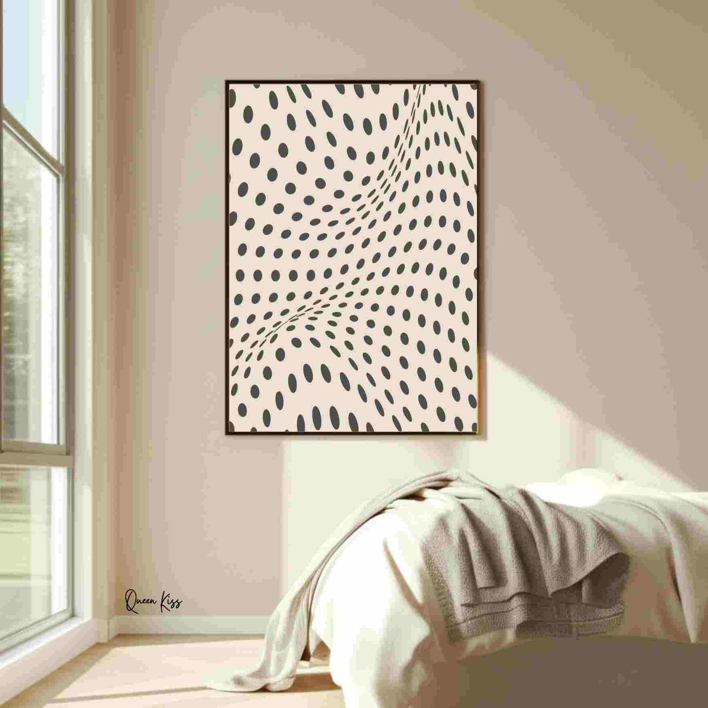 Abstract Black Beige Geo Spotted Waves Wall Art, Minimalist Instant Printable Poster, Modern Home Aesthetic Decor, Boho Nature Inspired Art