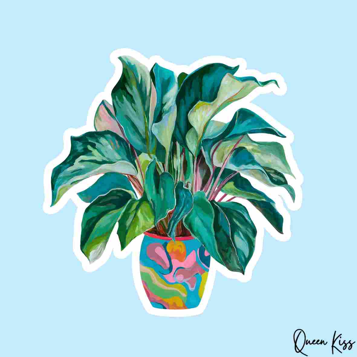 Cute Home Plant Sticker, Waterproof Glossy Sticker, Vinyl Sticker, Laptop Phone Notebook Mug Sticker -- Oxygen Factory