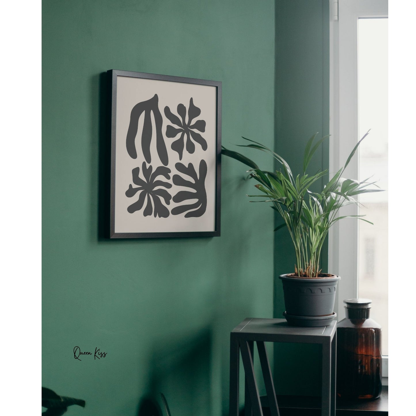 Abstract Black Beige Botanical Blossoms Wall Art, Minimalist Instant Printable Poster, Modern Home Aesthetic Decor, Boho Nature Inspired Art