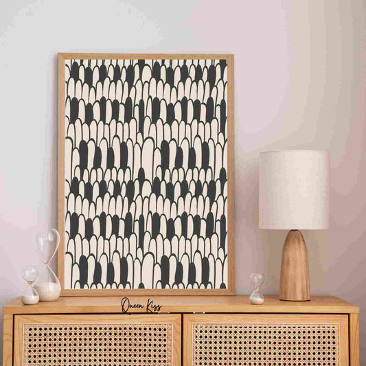 Abstract Geometric Pattern Black Beige Rocks Wall Art, Minimalist Instant Printable Poster, Modern Home Aesthetic Decor, Nature Inspired Art