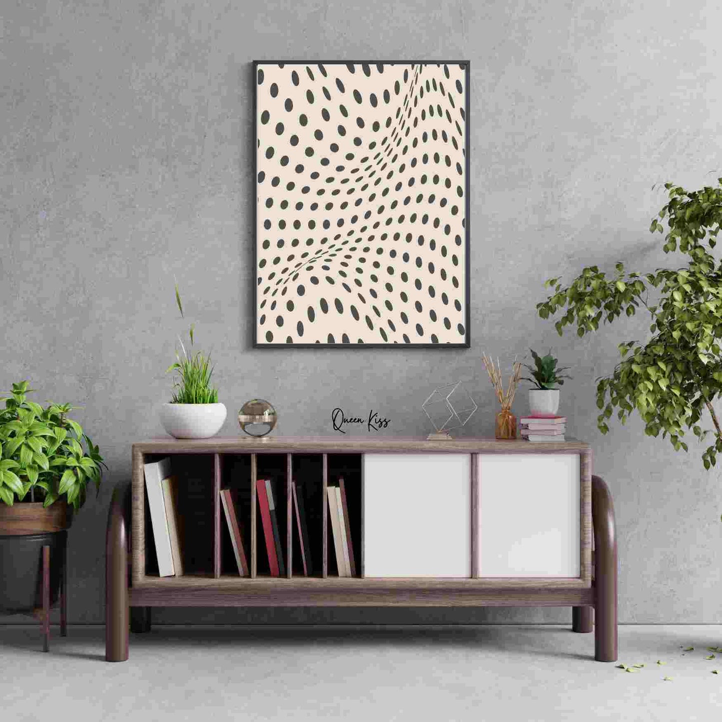 Abstract Black Beige Geo Spotted Waves Wall Art, Minimalist Instant Printable Poster, Modern Home Aesthetic Decor, Boho Nature Inspired Art