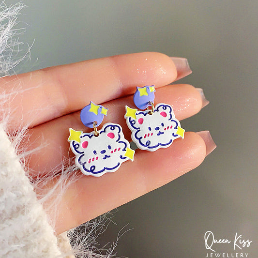 Super Cute Bear Love Earrings -- I Love You!!