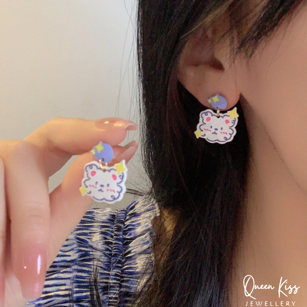 Super Cute Bear Love Earrings -- I Love You!!