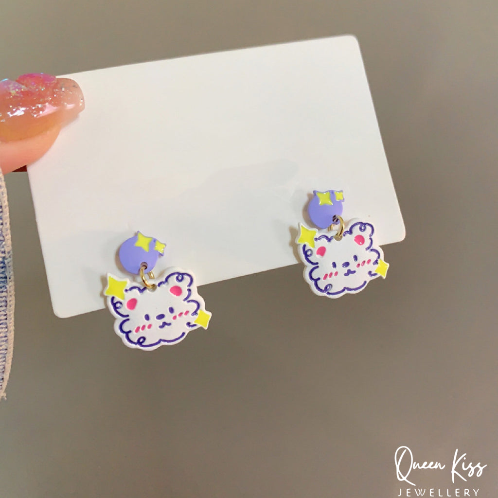 Super Cute Bear Love Earrings -- I Love You!!