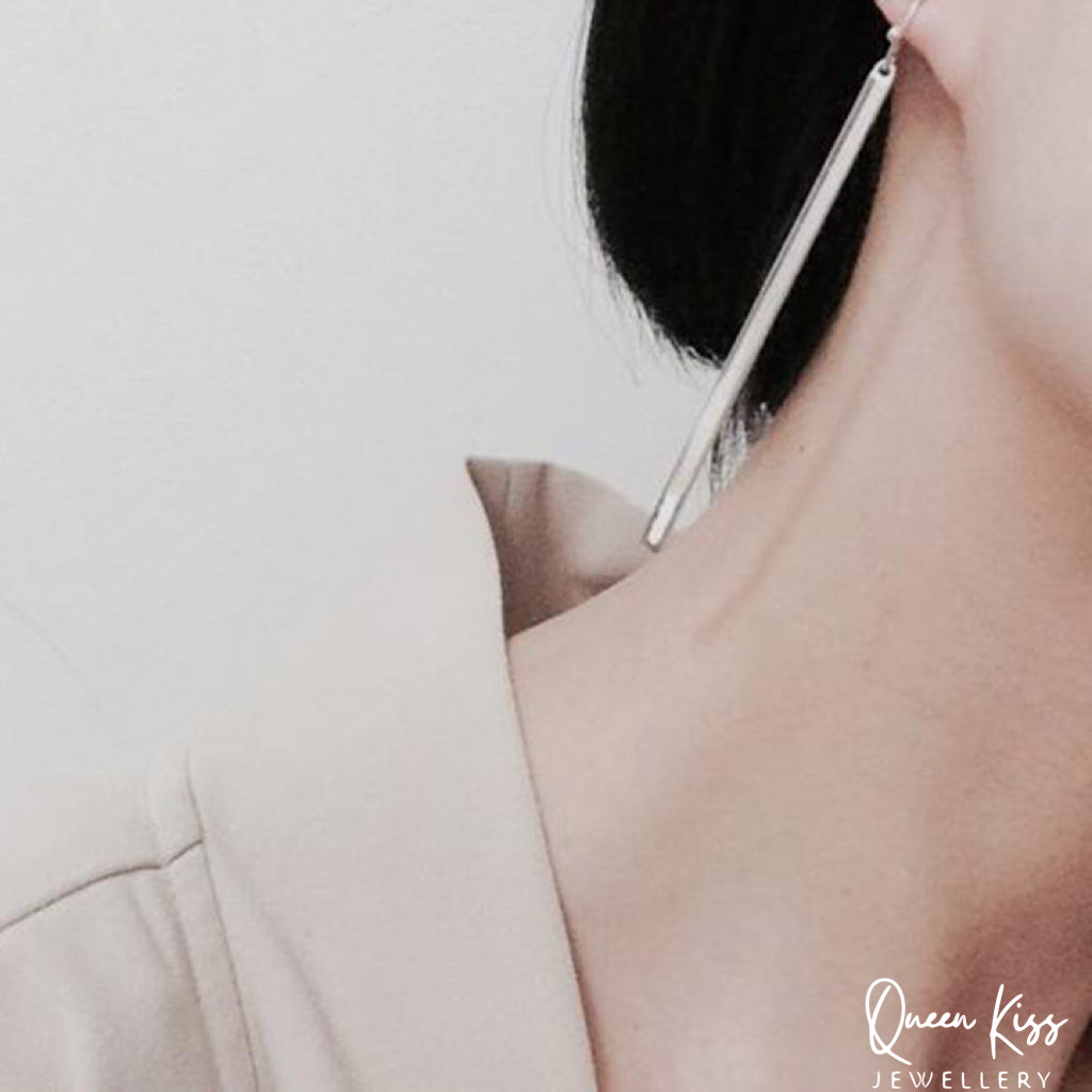 Dangle Silver Gold Silver Long Stick Earrings -- Simplist!!
