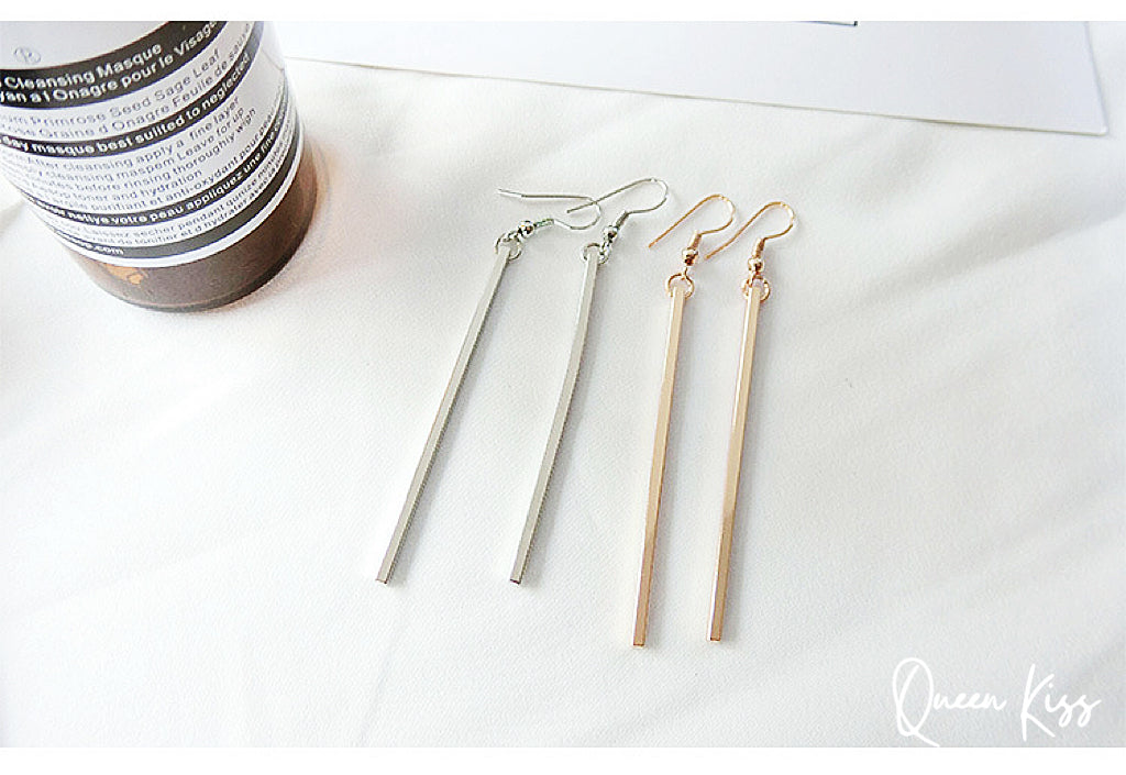 Dangle Silver Gold Silver Long Stick Earrings -- Simplist!!