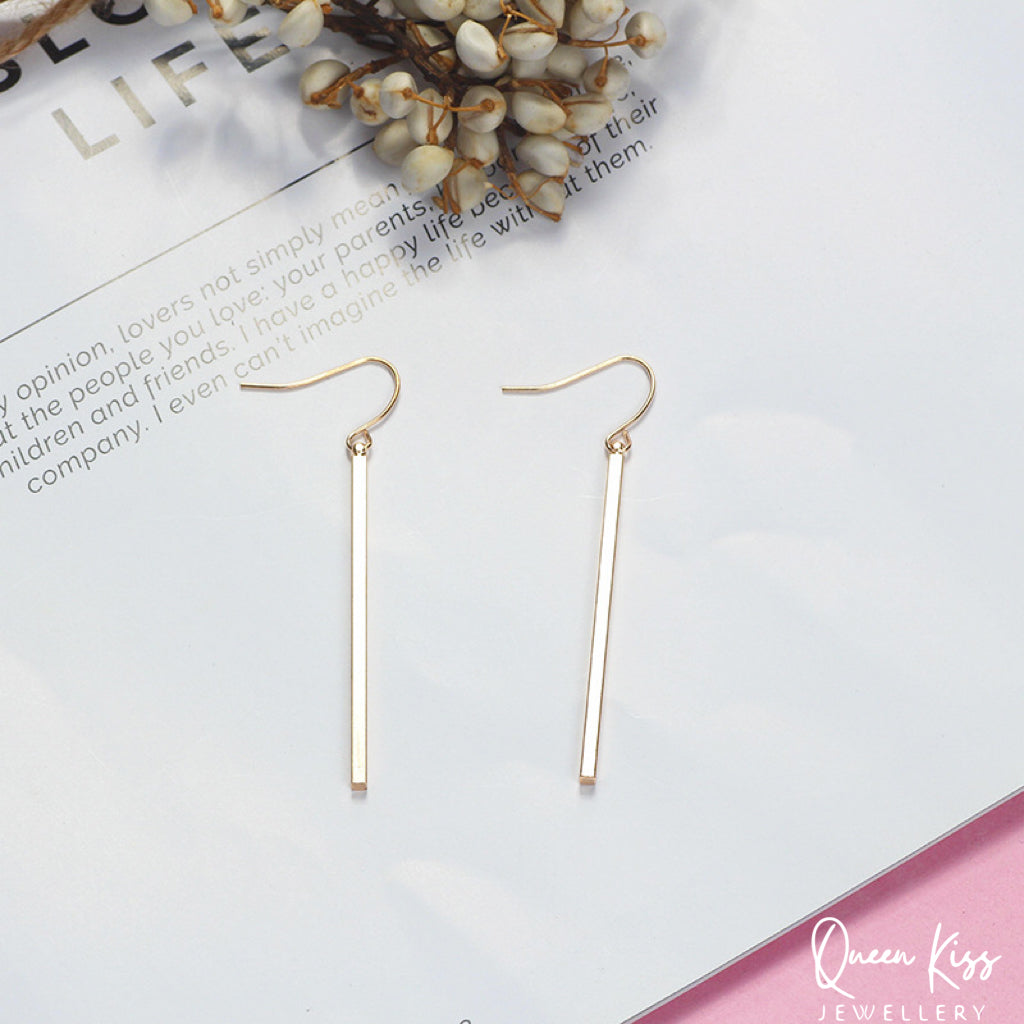 Dangle Silver Gold Silver Long Stick Earrings -- Simplist!!