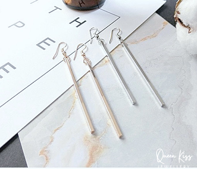 Dangle Silver Gold Silver Long Stick Earrings -- Simplist!!