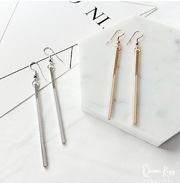 Dangle Silver Gold Silver Long Stick Earrings -- Simplist!!