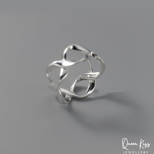 Cool Quirky Adjustable X Silver Ring --  See You Again