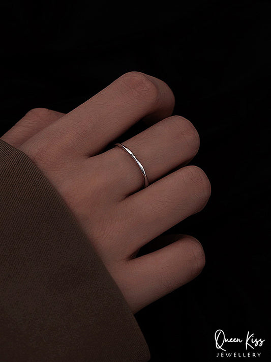 Modern Minimalist Wave Adjustable Silver Ring -- Hot Wave