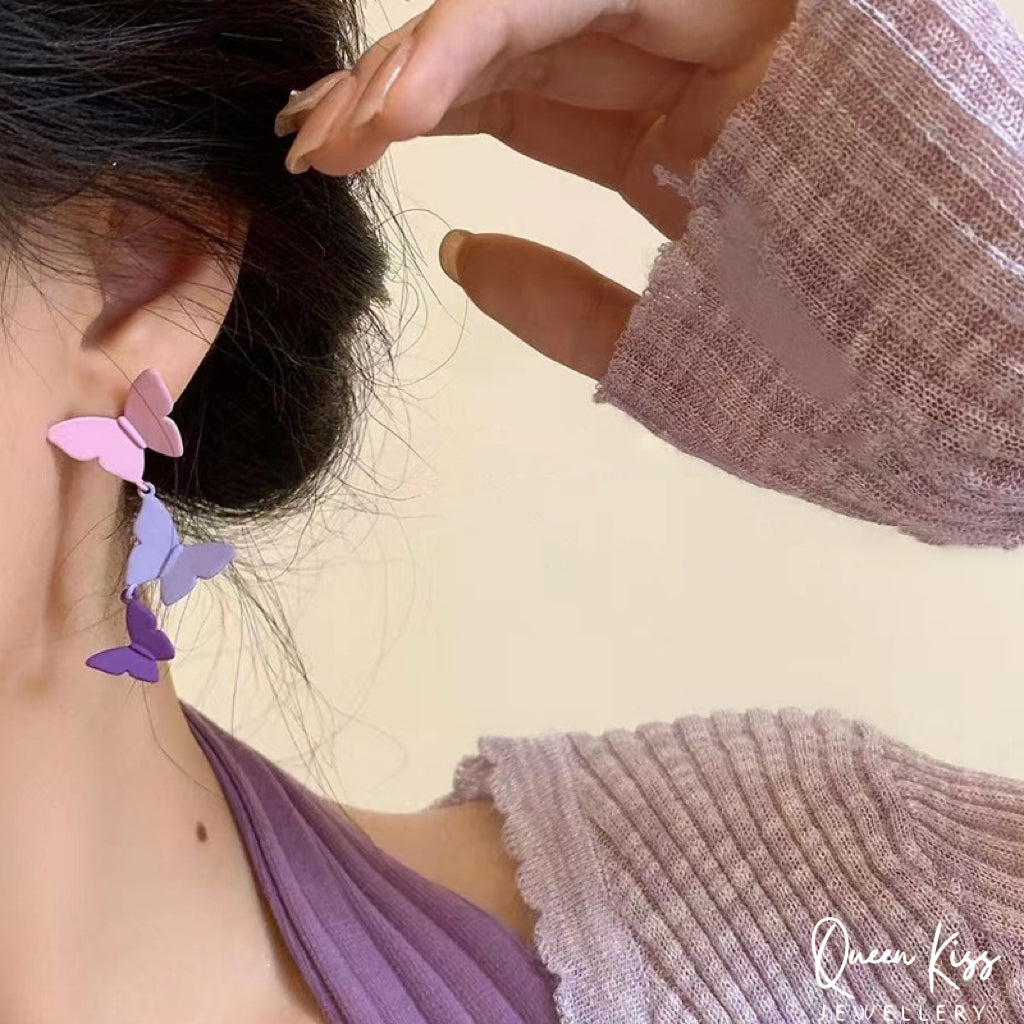 Super Cute Purple Gradient Butterfly Earrings -- Butterfly Life!!