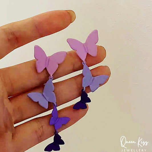 Super Cute Purple Gradient Butterfly Earrings -- Butterfly Life!!