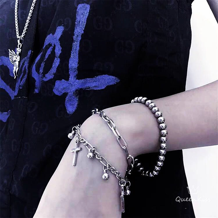 Funky Punk Stainless Steel Three Layers Cool Style Chain Cross Silver Bracelet -- Pray For Me!!