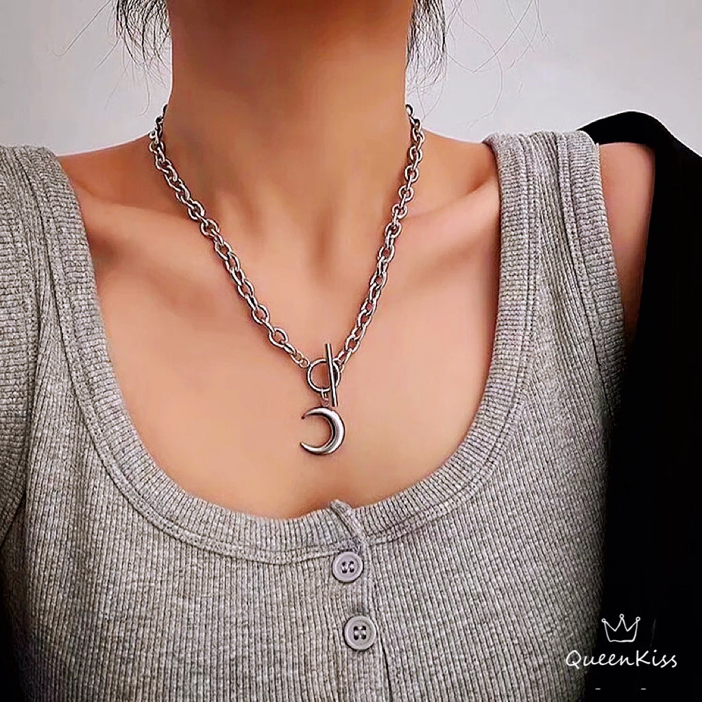 Stainless Steel Moon Necklace -- Love you to the Moon and Back!!