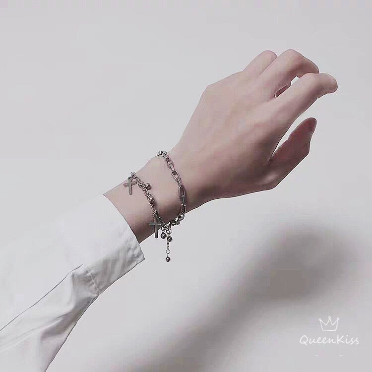Funky Punk Stainless Steel Three Layers Cool Style Chain Cross Silver Bracelet -- Pray For Me!!