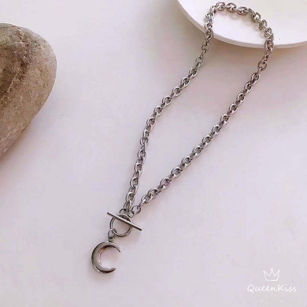 Stainless Steel Moon Necklace -- Love you to the Moon and Back!!