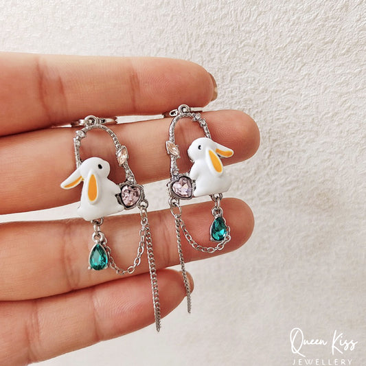 Super Cute Bunny and sparkling chain Love Earrings -- Miss Bunny!!