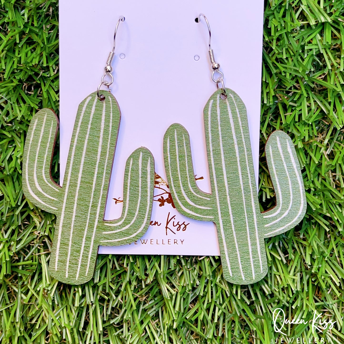 Super Light Wood Cute Desert Cactus Planting Earrings - Hope of The Desert!!