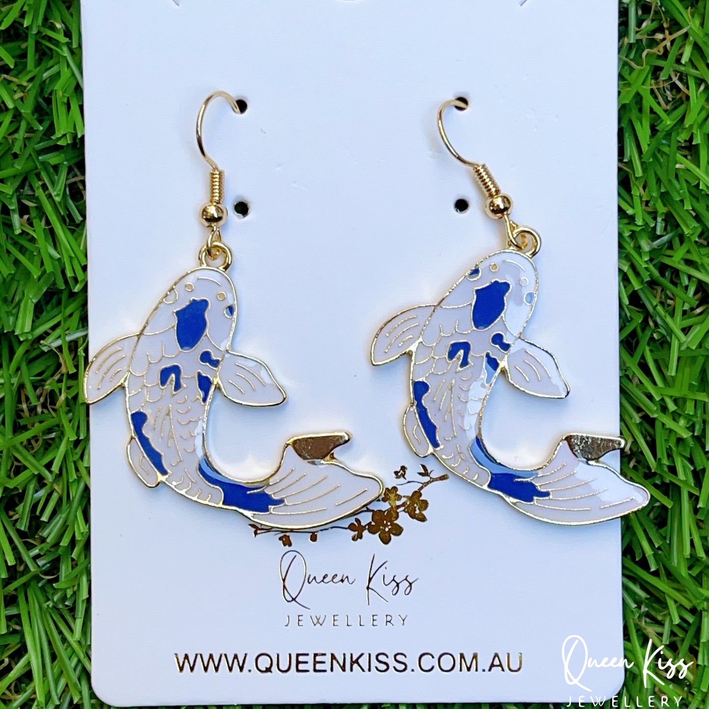 Super Cute Japanese Style Koi Fish Blue Earrings -- Koi Lover!!