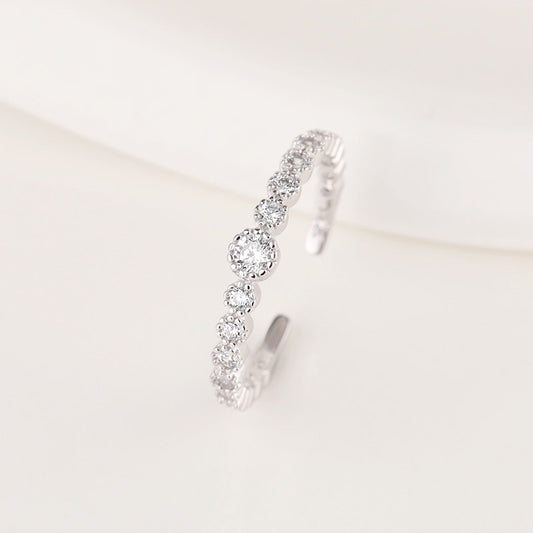 Gorgeous Dazzle Cubic Zircon Central Star Adjustable 925 Sterling Silver Ring