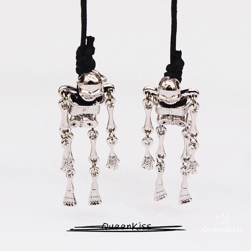 Skeleton Earrings Gothic Skeleton Hungup Dangle Skull Horror Earrings Halloween Earrings Creepy Goth Grunge Earrings--My Power is Over You!!