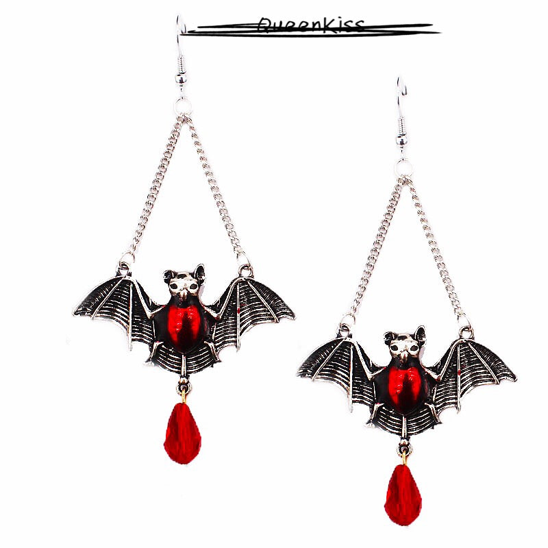 Enamel Earrings Family Bats Blood Gothic Dangle Horror Earrings Halloween Earrings Creepy Goth Grunge Earrings
