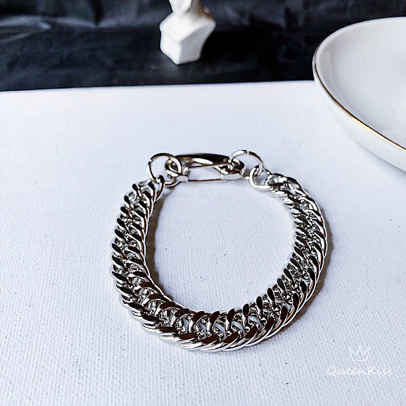 Funky Punk Stainless Steel Cool Style Chain Silver Bracelet -- Magic Moment!!