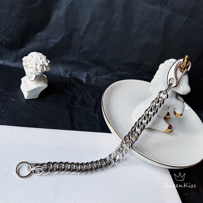 Funky Punk Stainless Steel Cool Style Chain Silver Bracelet -- Magic Moment!!