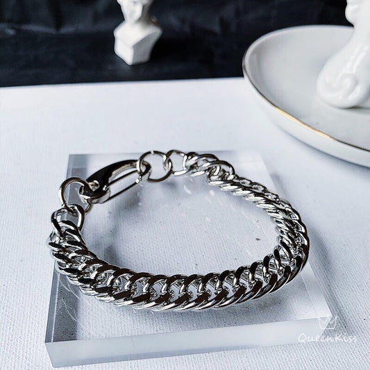 Funky Punk Stainless Steel Cool Style Chain Silver Bracelet -- Magic Moment!!