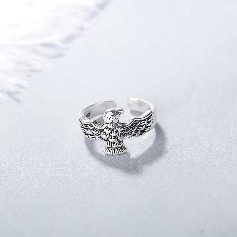 Eagle Minimalist Vintage Adjustable Silver Ring