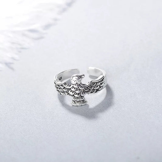 Eagle Minimalist Vintage Adjustable Silver Ring