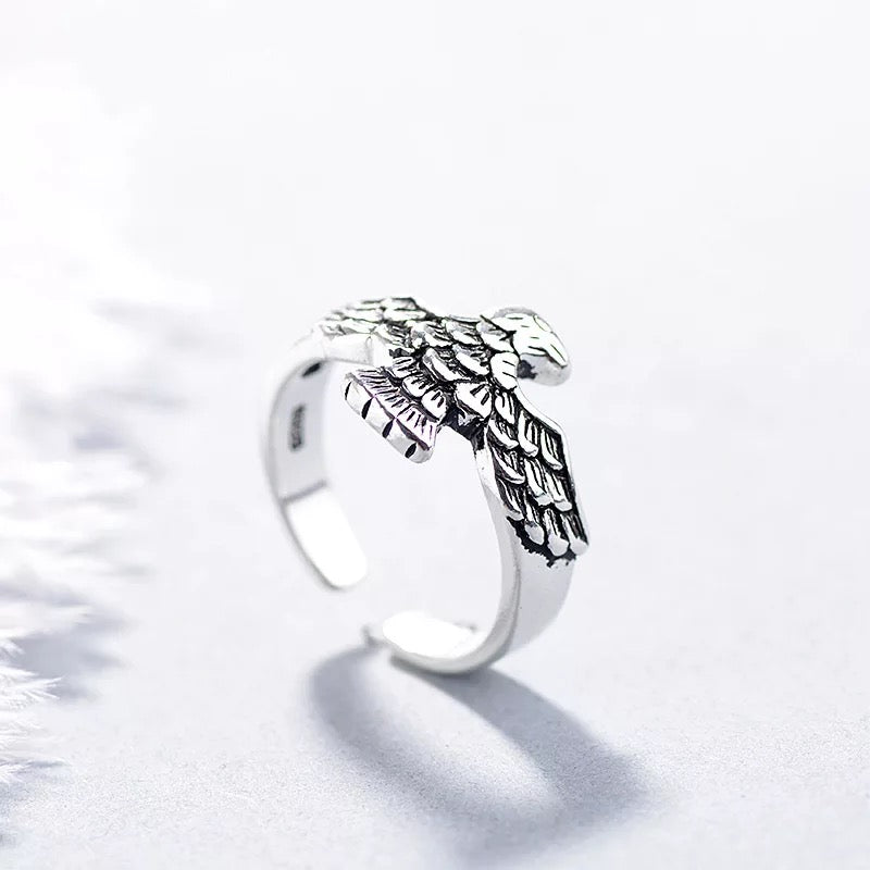 Eagle Minimalist Vintage Adjustable Silver Ring