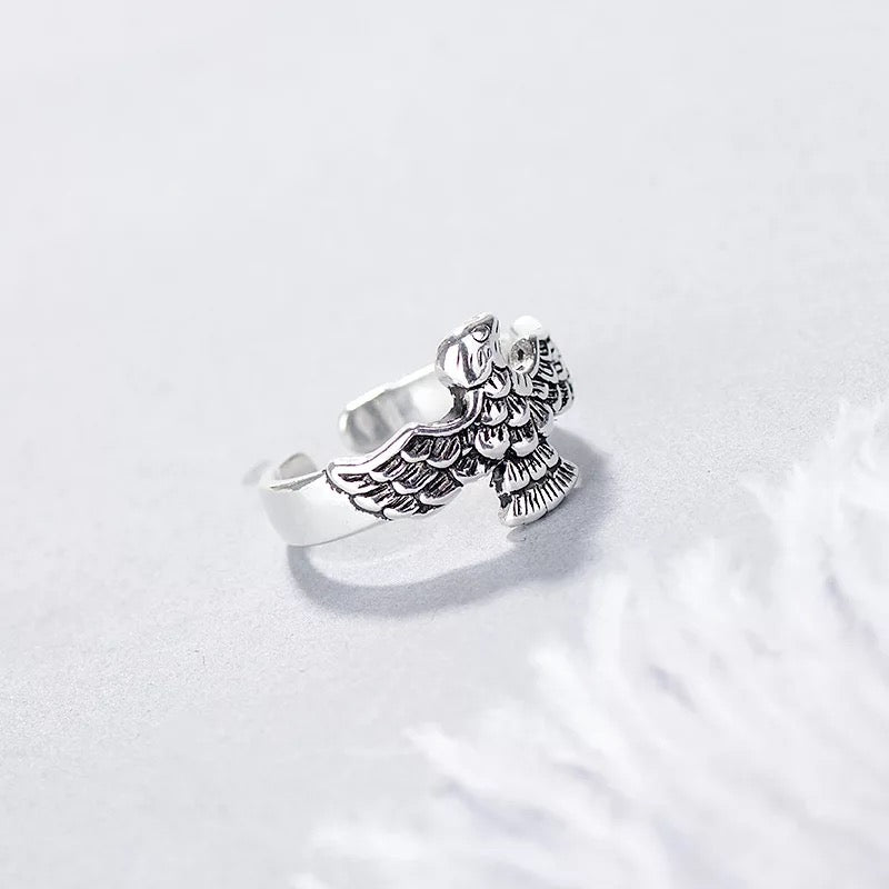 Eagle Minimalist Vintage Adjustable Silver Ring