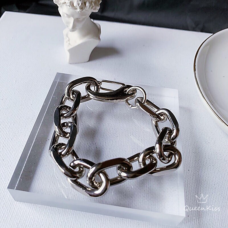 Funky Punk Stainless Steel Cool Style Chain Silver Bracelet -- Bad Boy!!