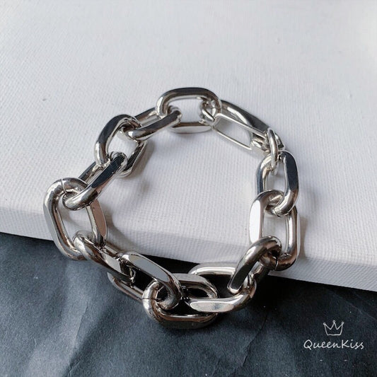Funky Punk Stainless Steel Cool Style Chain Silver Bracelet -- Bad Boy!!