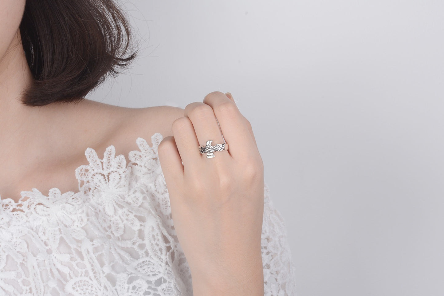 Eagle Minimalist Vintage Adjustable Silver Ring