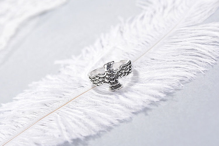 Eagle Minimalist Vintage Adjustable Silver Ring