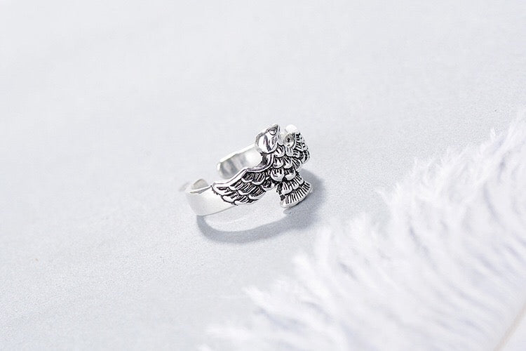 Eagle Minimalist Vintage Adjustable Silver Ring
