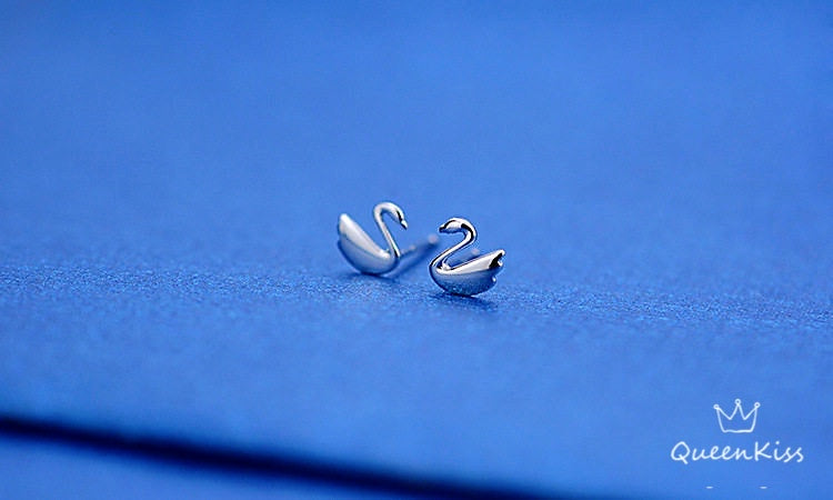 Sterling Silver 925 Stud Earrings Cute Couple Swan Stud Earrings Modern Studs Minimal Stud Earrings Gift for her