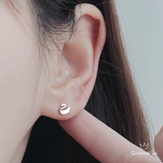 Sterling Silver 925 Stud Earrings Cute Couple Swan Stud Earrings Modern Studs Minimal Stud Earrings Gift for her