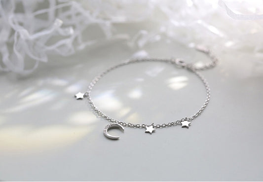 Romantic Stars and Moon 925 Sterling Silver Bracelet - What a wonderful night!!