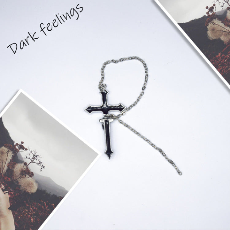 Piercing Cool Cross Black and Silver Earrings Women Men Earrings One Single Piece Not A Pair --  God Bless You!!