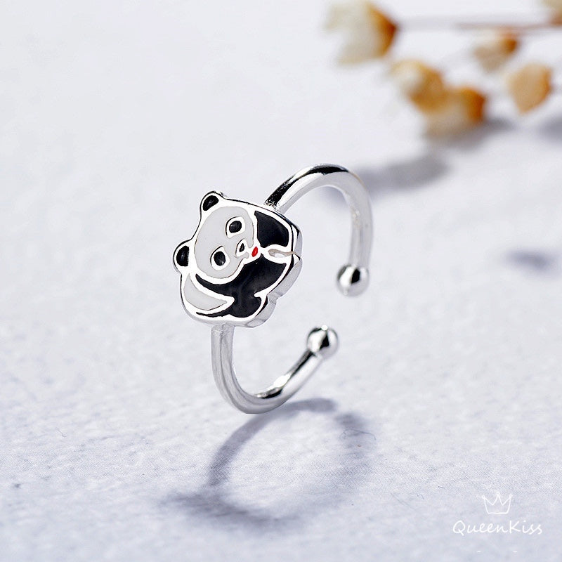 Cute Panda Minimalist Vintage Adjustable Silver Ring -- Only You!!