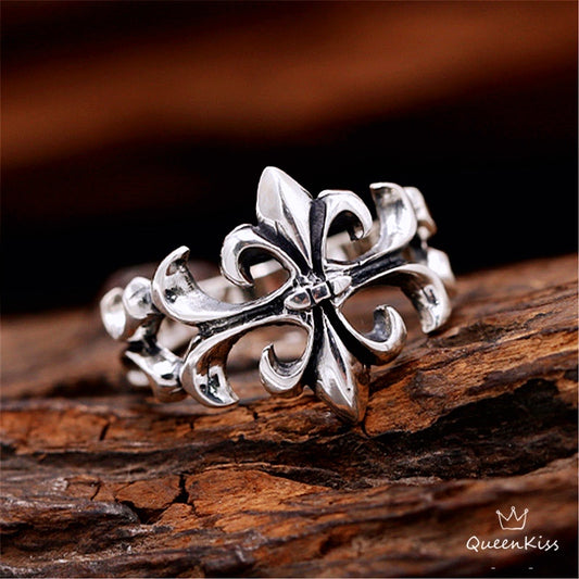 Vintage Cross Adjustable Silver Ring