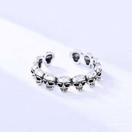 Vintage Quirky Skeleton Adjustable 925 Sterling Silver Ring