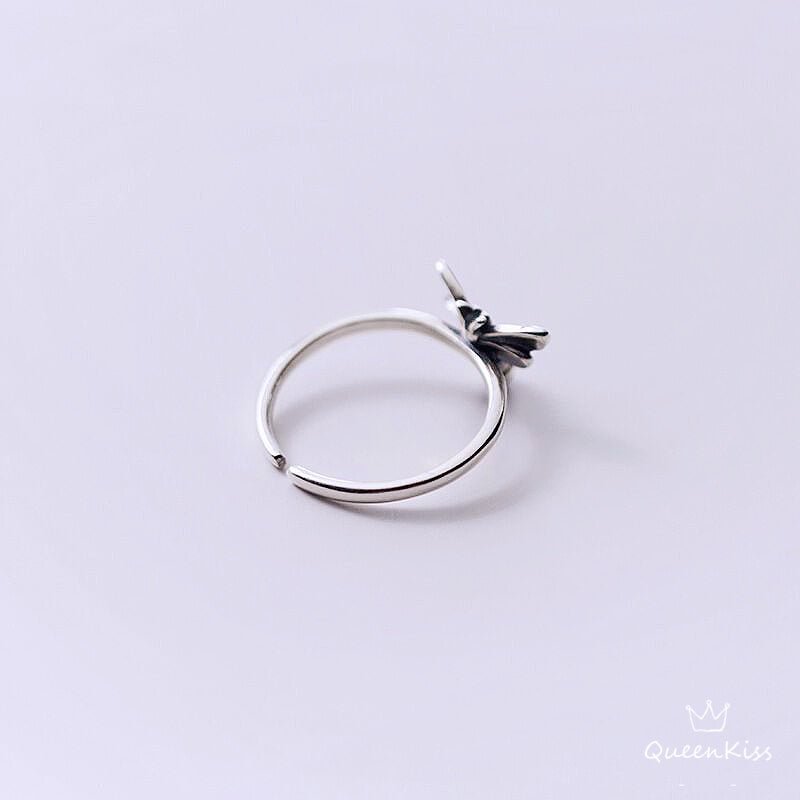 Bee Minimalist Vintage Adjustable Silver Ring