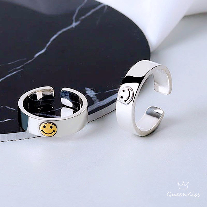Cool Vintage Smiley Face Silver Face and Gold Face Adjustable Ring