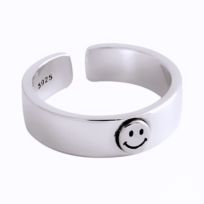 Cool Vintage Smiley Face Silver Face and Gold Face Adjustable Ring